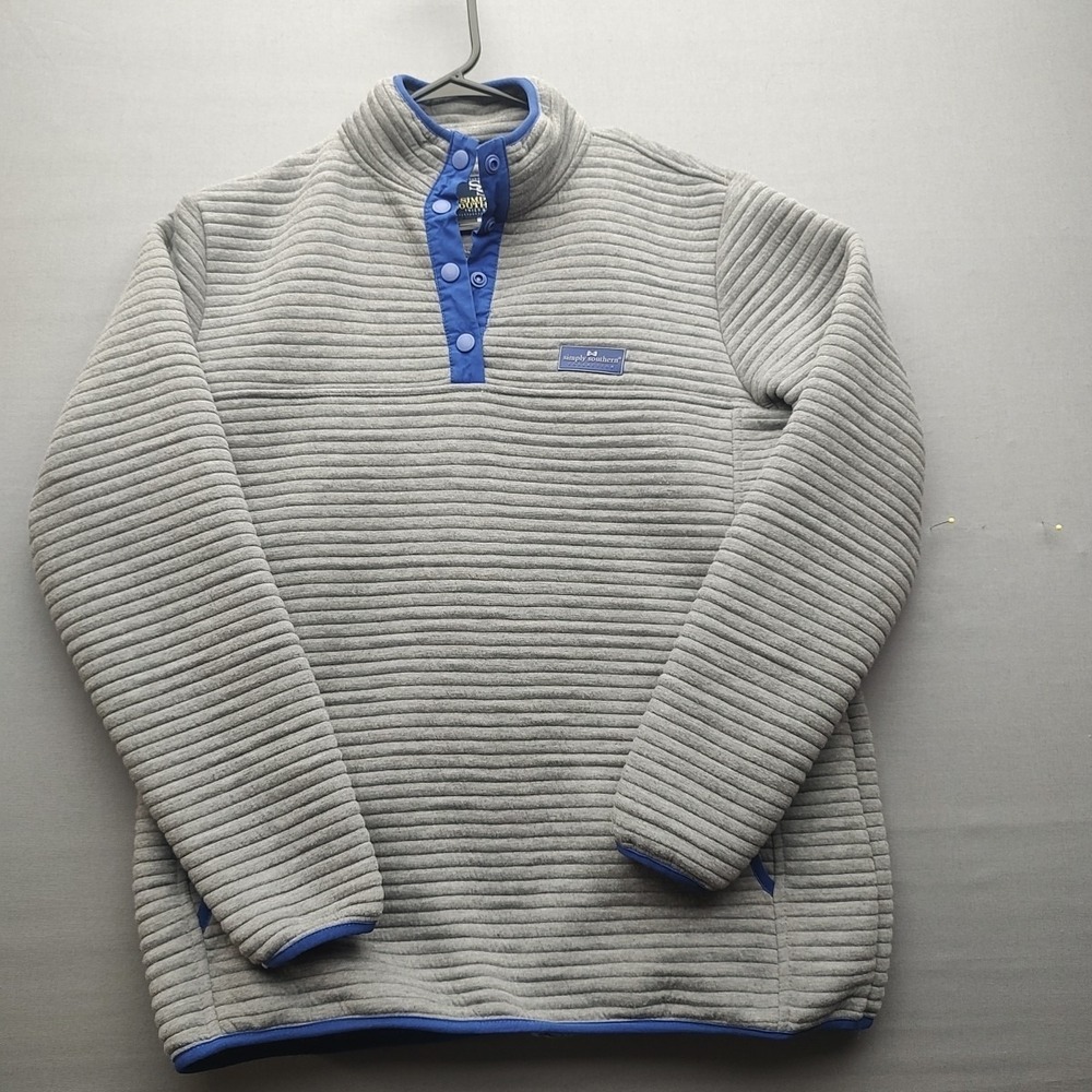 Simply Southern Tried and True  Womens Pullover Jacket Mock Neck large gray‎